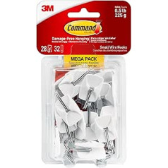 Command 17067-MPES Small Wire Mega Pack Haken, Weiß, 28 Hooks