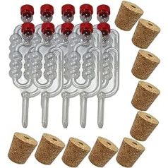 Almost Off Grid 10 x Bubbler Airlocks and 10 x Drilled Cork Stoppers for Glass Demijohns, Home Brewing, Wine Making, Memaking, Beer Making, Cider Making, Fermentation