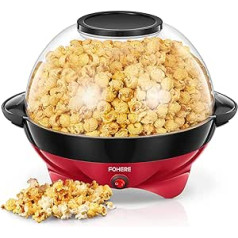 FOHERE Popcorn Machine, 5.5 L Popcorn Maker for Home, Popcorn Machine with Sugar, Oil, Butter, Non-Stick Coating and Removable Heating Surface, Quiet and Quick, Large Lid as Serving Bowl