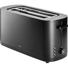ZWILLING ENFINIGY Toaster with 3 Automatic Programmes, 7 Browning Levels and Shut-Off Function, Long Slot Toaster for 4 Short or 2 Long Slices, Black