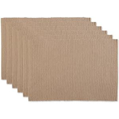 DII Basic Everyday 100% Cotton Ribbed Placemat, Stone, Set of 6, 13 x 19 cm