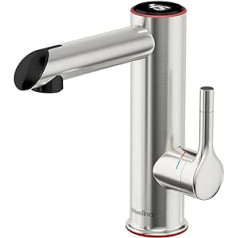 Stainless Steel Electric Tap, 220V Boiling Water Tap, Instant Hot Water Tap for Bathroom, Electric Tap with Digital Display, Tankless Water Heater (Silver)