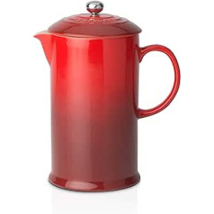 Le Creuset French Press kafijas automāts ar nerūsējošā tērauda presēšanas ieliktni 800 ml Akmens trauki, ķiršu sarkans, 750 ml