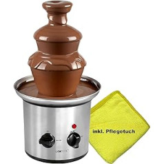 bmf-versand® Chocolate Fountain Large Stainless Steel Electric - Chocolate Fountain for Home Chocolate 500 g - Smooth Cascades for Fruits and Pastries - Chocolate Fondue Fountain - Includes Care Cloth