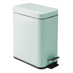 mDesign Rectangular Pedal Bin with 5 L Capacity, Compact Bin with Inner Bin for Bathroom, Bedroom or Office, Modern Metal and Plastic Waste Paper Bin