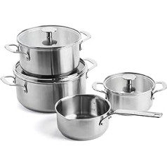 KitchenAid nerūsējošā tērauda 7-daļīgs virtuves piederumu komplekts, 3 slāņu nepiedegošs pārklājums, indukcijas droši, droši cepeškrāsnī, mazgājami trauku mazgājamā mašīnā, sudraba krāsā