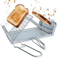 Bestargot Camping Toaster for Gas Cooker, 2 Slices Camping Stove Toaster with Grill Grate, Foldable Camping Toaster Grill Made of Stainless Steel, Outdoor Toaster for Solo Camping, Picnic, Fishing