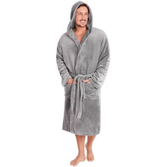 CityComfort Men's Dressing Gown Super Soft Men's Fleece Robe with Hood Robe Warm and Cuddly, multicoloured