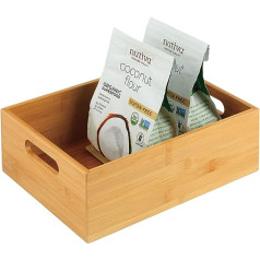 mDesign virtuves glabāšanas kaste - ietilpīga koka kaste ar integrētiem rokturiem - bambusa atvērts plaukts virtuves piederumu glabāšanai - dabīgs