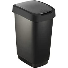 Rotho Salsa Bin 25 L ar vāku, plastmasa (PP), nesatur BPA, melna, pārstrādāta, 25 l (33,3 x 25,2 x 47,6 cm)