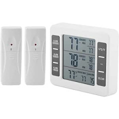 MAGT Refrigerator Thermometer Freezer Thermometer with Acoustic Alarm Digital Wireless with Sensor Indicator 2 Min/Max for Home Restoration