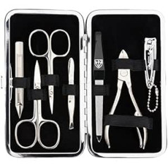 Drei Schwerter - Germany Manicure Set 'Sanremo' | High-Quality Set in Nail Case Made of Real Leather Black | Contents: Nail Scissors, Cuticle Scissors, Nail Clippers, Tweezers, Sapphire Nail File and