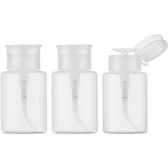 Owlyee 150ml Nail Polish Remover, Push Down Pump Alcohol Dispenser, Empty Makeup Acetone Containers (Pack of 3, Clear)