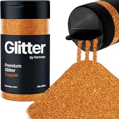 Hemway Copper Glitter Microfine 125 g/4,4 oz Pulverveida metāliski sveķi Craft Glitter Flake sequins epoksīda tvertnēm, matu sejas ķermeņa acu nagu mākslas festivāls, DIY ballīšu dekorācijas krāsas