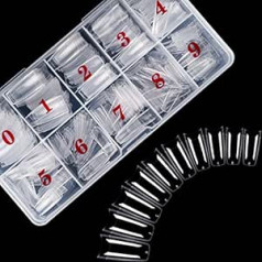 Jiasheng 500 Pieces Clear Acrylic Nail Tips French Acrylic Style 10 Sizes Coffin Nails Full Cover False Nails Tips with Nail Cutter