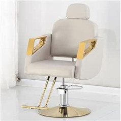 Lipoma frizieru krēsls ar galvas balstu, frizieru krēsls, regulējams augstums, noliecams, vīriešiem un sievietēm, vintage retro mākslīgā āda, balts