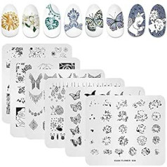 Kads Nail Art zīmogu plāksnes Ziedu Butterfly Okeāna apdrukas manikīra veidnes ar 1 Polijas zīmogu