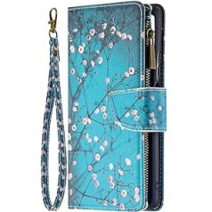 Vqwq Mobile Phone Case for Xiaomi Mi 11T Pro Case - Protective Case for Xiaomi Mi 11T / Xiaomi Mi 11T Pro Leather Case with Lanyard Zipper Card Slot Flip Case Magnetic [03] - Flower