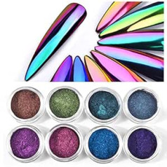 Shogpon Nail Glitter Super Shiny Mirror Chrome Glitter Sparkle Nail Powder Маникюрный пигмент - Ультра сверкающая оптическая пудра-хамелеон Magic Mirror (8 цветов)