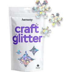 Hemway Craft Glitter — 1/4 collas 0,25 collas 6 mm — Snowflake Holiday Winter Snow Fall Glitter nagiem, sejai, mākslai, rokdarbiem, dekorēšanai — sudraba hologrāfisks — 50 g