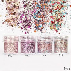 Xegendeiu uNail Art Glitter Pulvera putekļu uzgaļi Dekorācija 16 krāsu nagu spīduma putekļi želejai