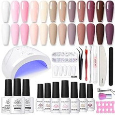 Born Pretty Born Pertty 47 Pieces Gel Nails Starter Set Nail Set Nude Colours White Pink 48 W UV LED Lamp UV Nail Polish Set with UV Lamp Shellac Set Starter Set Top Coat Base Gel Nails Starter Set Manicure Set