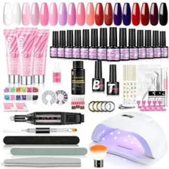 Coscelia Gel Nail Polish Set with U V Lamp 80 W, 15 Pieces Gel Nail Polish and 3 x Quick Extension Gel, Electric Nail Cutter Gel Nail Polish Starter Set Nail Set