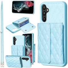 Vqwq ādas maka maka futrālis Samsung Galaxy A34 5G — Crossbody kartes slota statīvs, daudzfunkcionāls atvāžamais korpuss Triecienizturīgs aizsargājošs maka futrālis Samsung Galaxy A34 5G [23] Zils