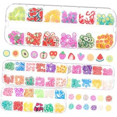 Frcolor 4 Boxes Nail Art Dried Flowers for Resin Dried Lemon Slices Fruit Flakes Nail Accessories Fingernail Pendant Flowers Nail Charms Soft Ceramic Sweet Polymer Clay Child