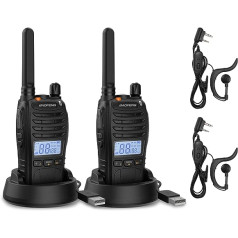 Baofeng BF-88ST Pro PMR446 Walkie Talkie, Upgraded Rechargeable Royalty Free Radios with Long Range, LCD Display, VOX Dual Watch, Desk Charger and Earbuds, Pack of 2