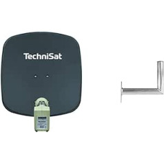 TechniSat DIGIDISH 45 Satellite Bowl for 2 Participants (45 cm Small Satellite System) Grey & TECHNIPLUS 35 Aluminium Wall Mount with 35 cm Wall Distance (Holder for Satellite Antennas, Wall Mounting)