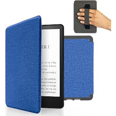 MyGadget futrālis Amazon Kindle 11. paaudzei (2022. gada modelis) — 6 collu ar rokas siksniņu un automātiskās miega/modināšanas funkciju — pārvelkams korpuss tumši zilā krāsā