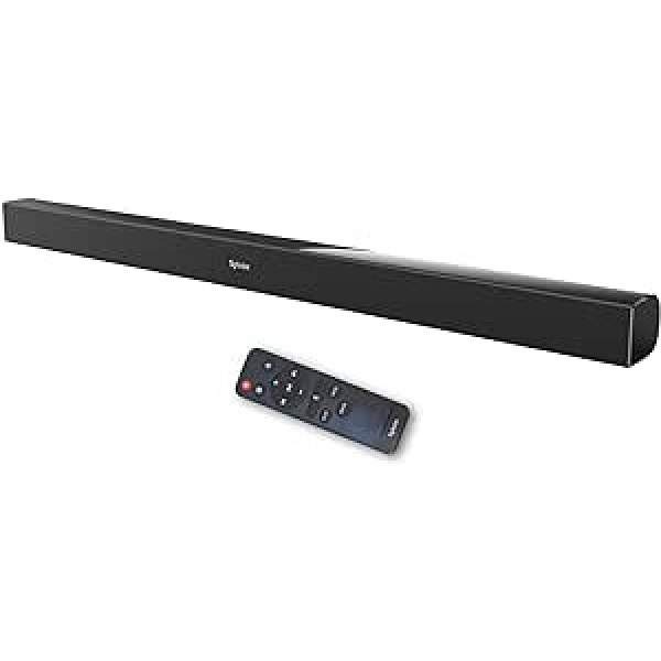 SYLVOX Soundbar ūdensnecaurlaidīga tālvadības pults 4 ekvalaizera iestatījumi, 2.0 kanālu āra Soundbar 120W, atbalsts Bluetooth, HDMI, paredzēts televizoram un stiprināms pie sienas