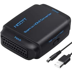 MISOTT Scart to HDMI Adapter, Scart to HDMI Converter, Scart Input HDMI Output Converter