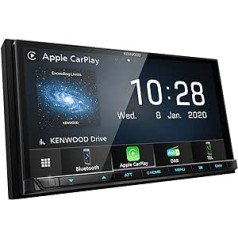 Kenwood DMX7520DABS 17,7 cm WVGA digitālās multivides skaņotājs ar DAB+, CarPlay, Android Car, Android USB spoguļošana, USB, augstas izšķirtspējas audio, kapacitatīvs skārienekrāns, melns
