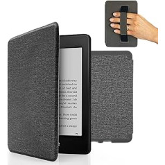 MyGadget futrālis Amazon Kindle Paperwhite 10. paaudzei (2018.–2020. gadam — 6 collas) ar rokas siksniņu un automātiskās miega/pamošanās funkciju — pārvelkams futrālis gaiši pelēkā krāsā