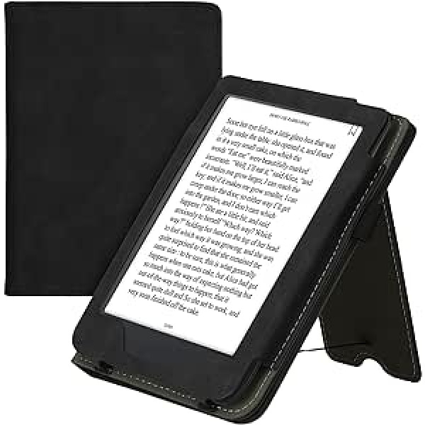 kwmobile Flip Case savietojams ar Kobo Clara 2E / Tolino Shine 4 - Rokas siksna - Melns vāks