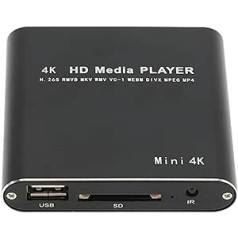 Bewinner portatīvais 4K multivides atskaņotājs, 1080P HD AV USB HDMI multivides atskaņotājs ar tālvadības pulti, digitālais RMVB MKV RM MP4 atskaņotājs, atbalsta līdz 5000 G ārējo cieto disku