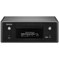 Denon CEOL N-10 kompaktā sistēma, HiFi pastiprinātājs, CD atskaņotājs, interneta radio, mūzikas straumēšana, HEOS multiroom, Bluetooth un WLAN, AirPlay 2, saderīgs ar Alexa, 2 optiskās TV ieejas bez skaļruņiem Melns