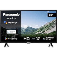 Panasonic TX-24MSW504, 24 collu HD LED 2023 viedtelevizors, Android TV, telpiskā skaņa, Google asistents, Chromecast ierīce, gaišais panelis, HD krāsu dzinējs, melns