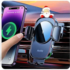 Auckly 15 W ātrs bezvadu automašīnas mobilā tālruņa turētājs ar uzlādes funkciju, automātisku asinhronā motora darbību, Qi uzlādes staciju, iPhone Samsung Huawei LG utt.