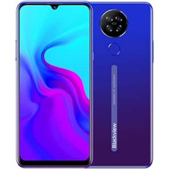 Blackview A80, Android 10 viedtālrunis bez līguma 4G lēts, 6,21 collas HD + ekrāns, četras atpakaļskata kameras, 2 GB + 16 GB, 4200 mAh akumulators, 8,8 mm gluds un plāns dizains, mobilais tālrunis ar divām SIM kartēm, zils