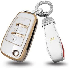 ontto TPU Flip Car Key Case Der Audi A3 A4 A5 C5 C6 8L 8P B6 B7 B8 C6 RS3 Q3 Q7 TT 8L 8V S3 Remote Control Cover Key Fob Aizsargvāka atslēgu kastīte White R