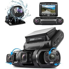 Yabdbg 4 Lens Dash Cam Quad 4 x 1080P priekšējā, kreisā, labā un aizmugurējā automašīnas kamera ar GPS 24/7 stāvvietas režīmu, FHD infrasarkanā nakts redzamības paneļa kamera, 150° platleņķa WDR 3 collu TFT G sensors Max 256GB D70