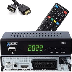 Anadol HD 666 digitālais satelīta uztvērējs ar PVR ierakstīšanas funkciju un AAC-LC spējīgs satelīttelevīzijai, SCART, USB, satelītantena, HDMI, DVB-S2, Astra Hotbird asorti + HDMI kabelis