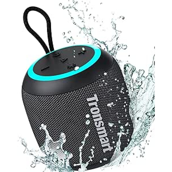 Tronsmart T7Mini Bluetooth skaļruņu mūzikas kaste ar gaismu, 15 W stereo Bluetooth 5.3, IPX7 ūdens aizsardzība, basu bezvadu kaste, iebūvēts mikrofons, 18 stundu akumulators, ceļojumiem, sportam, āra