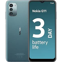 Nokia G11 6,5 collu HD+ viedtālrunis ar operētājsistēmu Android 11, 90 Hz atsvaidzes intensitāte, savietojams ar 18 W ātru uzlādi, 3 GB RAM/32 GB ROM, 5050 mAh, 13 MP trīskāršā kamera, divas SIM kartes, leduszils