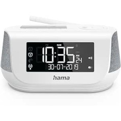 Hama Radiowecker mit Stereo-Digitalradio, Bluetooth, USB-Ladefunkn, DR36SBT (digitāls Uhrenradio, 2 Weckzeiten, Wochenendfunkn, automat. Helligkeitsregulerung) DAB/DAB+ Weckradio Weiß