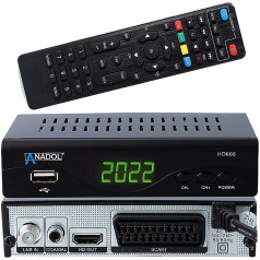 Anadol HD 666 HD satelīta uztvērējs ar PVR ierakstīšanas funkciju, Timeshift un AAC-LC audio, satelītantenai, digitālajam satelīta uztvērējam, HDMI, SCART, DVBS, Astra Hotbird Assorted