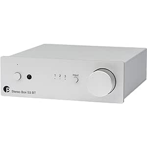 Pro-Ject Stereo Box S3 BT īpaši kompakts pilns pastiprinātājs ar AptX HD Bluetooth un motora potenciometru (sudraba krāsā)